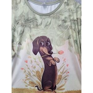 Dachshund Graphic  T-Shirt 4XL Chaos Monkey Polyester Spandex Blend Green